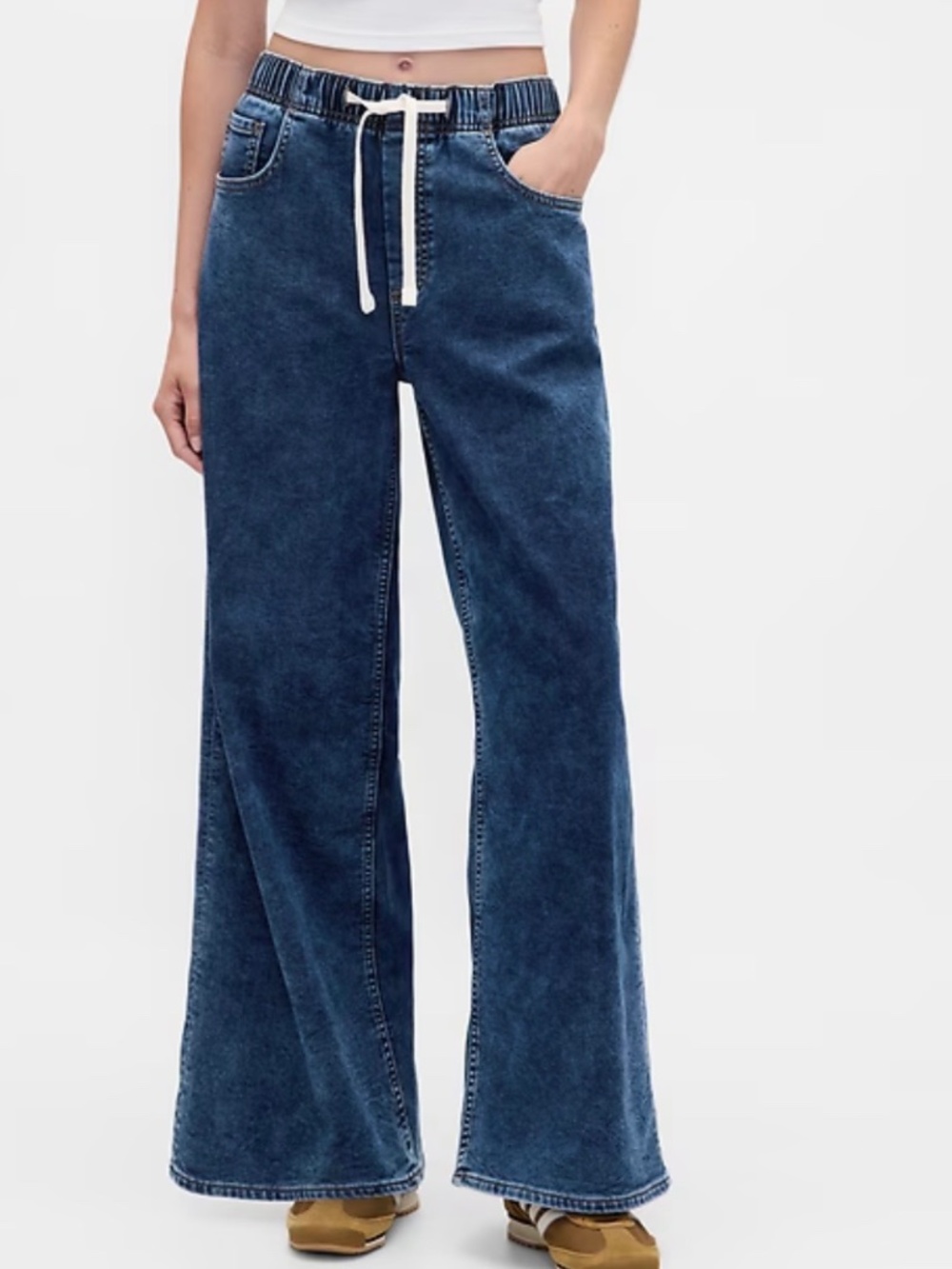 Mid Rise Knit Easy Baggy Jeans